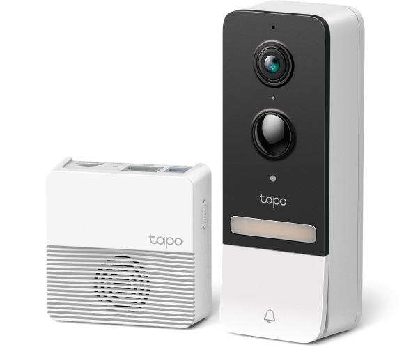 Zvono bežično TP-LINK Tapo Smart, za vrata s video kamerom 2560×1920px, 2K 5MP, 160° dijagonalno, dvosmjerni audio, IR LED, detekcija pokreta, IP64-0